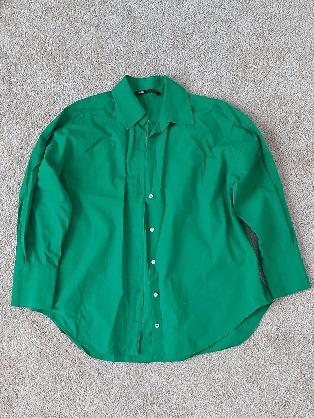 Zara Emerald Green Long-Sleeve Dress Shirt